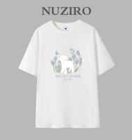 NUZIRO เสื้อยืดแขนสั้นผ้าฝ้ายคอกลมแกะตัวเล็กสไตล์เกาหลีสำหรับผู้หญิง