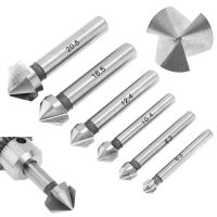 6ชิ้น3ขอบ90องศา Set Mata Bor ลบมุมส่วนปลายหัวตัดเจาะดอกสว่าน Hss Countersink Drill สำหรับบอร์ดพีวีซี