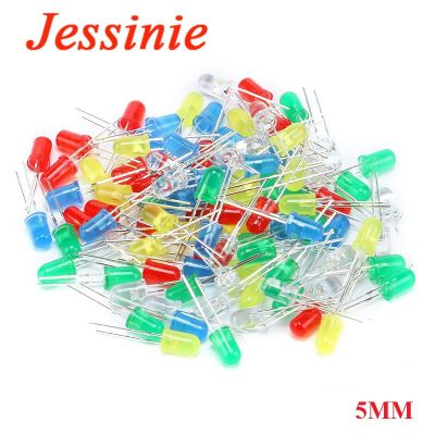 100pcs/lot 5MM Led Diode Kit Mixed Color Red Green Yellow Blue White Light Emitting Lamp Assorted Kit Electrical Circuitry Parts