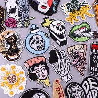 Hippie/Skull Patch Skeleton Iron On Embroidered Patches For Clothing Thermoadhesive Patches On Clothes Sewing/Fusible Applique