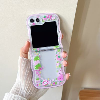 Rabbit Transparent Phone Case for Samsung Galaxy Z Flip 5 4 3 Protective Back Cover for ZFlip3 ZFlip4 ZFlip5 Case Shell Phone Cases