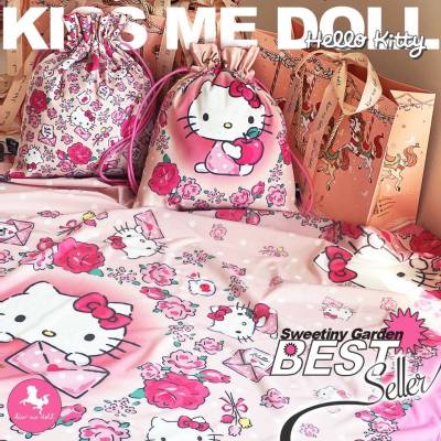 Kiss Me Doll - ผ้าพันคอ/ผ้าคลุมไหล่ Kitty ลาย Sweetiny Garden ขนาด 100x100 cm.