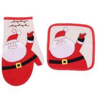 Christmas Placemats Oven Mitts Gloves Kitchen Insulation Microwave Mat Baking Tool Insulation Mat Christmas Decoration