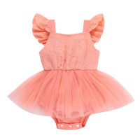 0-24M Lovely Baby Girls Summer Rompers Princess Toddler Kids Ruffles Hollow Flower Jumpsuits Lace Gown Dress Casual Outfits