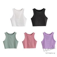 【hot sale】✜ C04 bettingyou ʚ ɞ Women Summer Sleeveless Round Neck Crop Top Workout Sports Racerback Running Yoga Tanks Vest Basic Solid