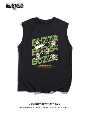 original Buzz Lightyear American retro sports vest mens pure cotton tide brand loose casual black summer sleeveless t-shirt