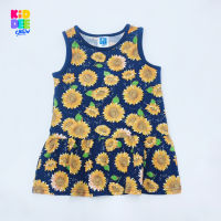 KiddeeCrew เสื้อเด็ก เสื้อกระโปรงสีกรมลายดอกทานตะวัน Department of Sunflower pattern Tunic Top  เหมาะสำหรับอายุ 1-8 ปี