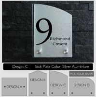 Personalized Modern House Number Door Sign Plaque Glass Effect Acrylic Aluminium