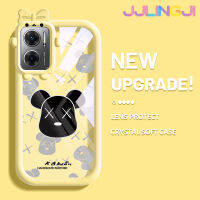 Jlingji เคสสำหรับ Xiaomi Redmi 10 5G Redmi Note 11E 5G Redmi 11 Prime 5G เคสการ์ตูนน้ำขึ้นน้ำลงแบรนด์หมีแพตเทนกล้องมอนสเตอร์ตัวน้อยสีสันสดใสนิ่มสำหรับเลนส์กันกระแทกแบบใสเคสมือถือเคสความคิดสร้างสรรค์โปร่งใสเรียบง่ายฝาครอบป้องกันซิลิโคน