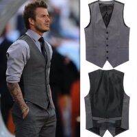 Pure Cot High-quality Goods High-end Wedding Dress and Groom Pure Color Suit Vest Men / Black Grey Slim Business Suits Vest Male