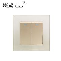 2 Gang 1 Way Light Switch Wallpad Gold Crystal Glass Push Button On / Off Rocker Wall Lamp Interruptor Switch 16A Shoes Accessories