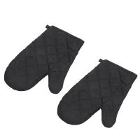 1 Pair Heat Resistant Cotton Oven Glove Pot Holder Baking Cooking Mitts Black