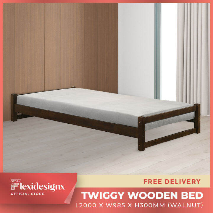 Stackable Single Bed Frame / Wooden Bed Frame / Solid Rubber Wood Bed