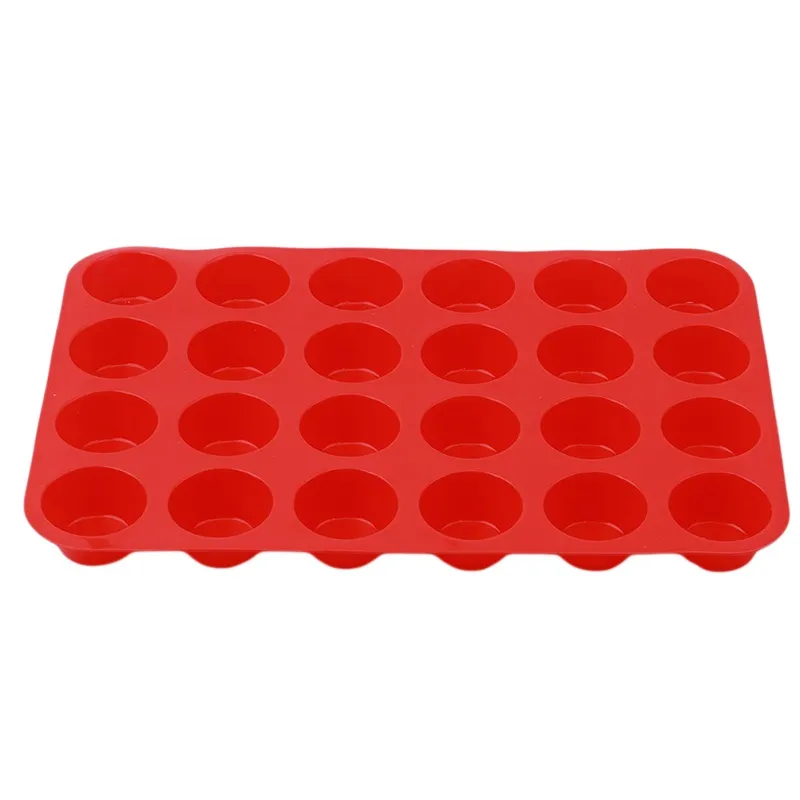 Nogis Silicone Cupcake Pan - Silicone Muffin Pans for Baking - Nonstick Silicon Muffin Molds & 24 Mini Muffin Tin Red