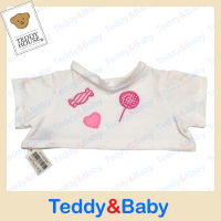 Teddy House : ชุดตุ๊กตา  เสื้อยืดขาวปักลาย ขนาด 18 นิ้ว