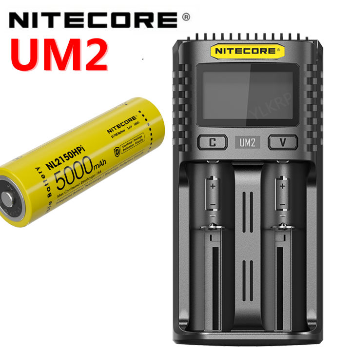 vejledning midlertidig Ripples Original Nitecore UM2 USB QC battery charger smart circuit global insurance  lithium ion AA AAA 18650 21700 26650 +NL2150HPI (5000mAh battery) | Lazada  PH