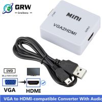 【Corner house】 Grwibeou Portable Mini VGA To HDMI Compatible Converter VGA2HDMI Video Box Audio Adapter 1080P For Notebook PC HDTV Projector TV