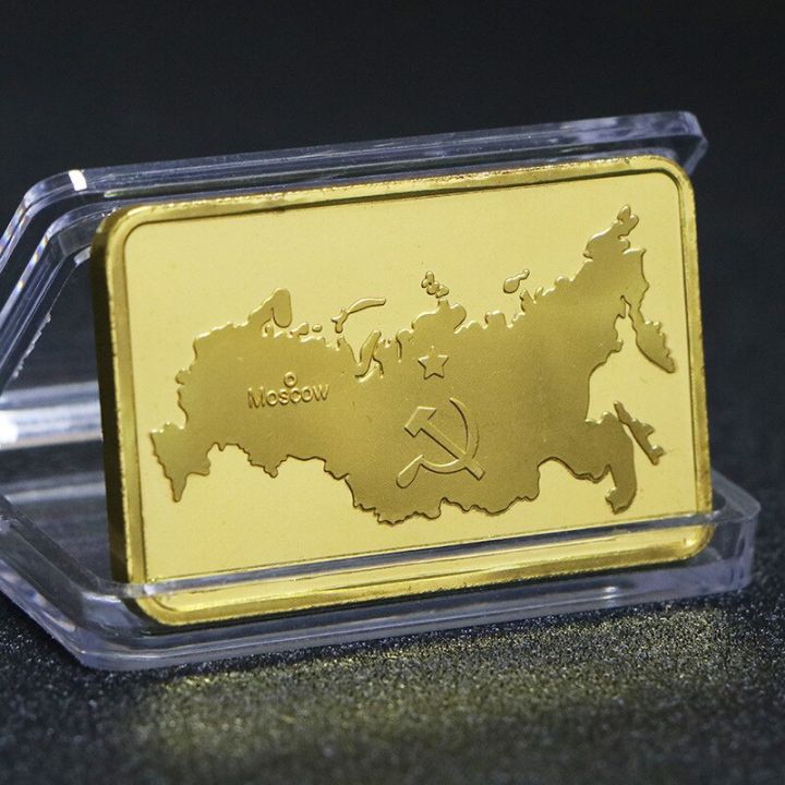 รัสเซียสัญลักษณ์ประจำชาติ-cccp-30กรัม999ทองทองแท่งบาร์คอลเลกชันเหรียญโลหะที่ระลึกแผนที่ประเทศรัสเซีย