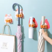 Multi-purpose Wall Mop Holder Hook Punching-free Toilet Brush Hanger Umbrella Bag Keys Hook Kitchen Gadgets Organizer Rack Hook Picture Hangers Hooks