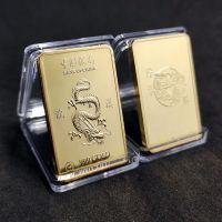 999 1ออนซ์ Wincountry Dragar Gold Bar เหรียญที่ระลึก Yin Yang Dragon Tiger Square เหรียญทองเคลือบทองคำแท่ง