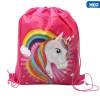 Drawstring Unicorn Backpack Children Kids Waterproof School Bags Cute Animal Fashion Backpacks Colorful Canvas Storage Rucksack