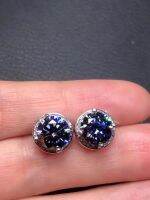 Black Moissanite Diamonds Fashion Simplicity Ear Studs Single 2CT 8.0mm 925 Silver Women Fashion Party Christmas Jewelry