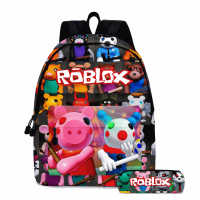 Ro-Blox เป้สะพายหลังการ์ตูนสำหรับเด็กหญิงเด็กชายพวงกุญแจโลหะกระเป๋านักเรียนเด็กกระเป๋าเป้สะพายหลังสำหรับกลางแจ้งความจุขนาดใหญ่กล่องดินสอ2ชิ้น0000