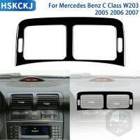 สติกเกอร์ตกแต่งช่องลมกลางรถยนต์พลาสติกสีดำสำหรับ Mercedes Benz C คลาส W203 2005 2006 2007