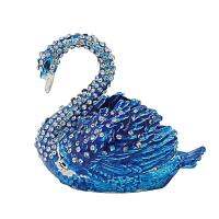 Metal Swan Trinket Keepsake Box Hinged Rhinestones Figurine Collectible Ring Holder Wedding Christmas Favor Gift Craft Decor