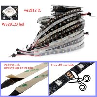 ริ้วสายไฟ Ws2812b พิกเซล LED 0.5/1/2/3/4/5ม. สามารถระบุตำแหน่งได้30/60/144 /Led/m DC5V IP30 RGB/65/67 Matrix Art-Net MADRIX