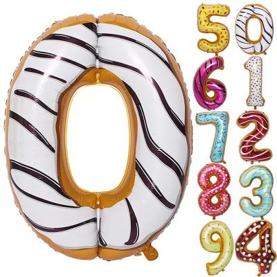 32/40inch Big Candy Number Balloon Jumbo Donut Digital Foil Balloons For Birthday Decoration Childrens Gift Baby Shower Balloons
