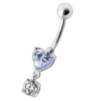 Fancy Purple Heart Shape Jeweled Dangling Navel Ring Body Jewelry จิวสะดือ เครื่องประดับบนร่างกาย สำหรับผู้หญิง หรูหราและสวยงาม แฟชั่นวัยรุ่นในยุคใหม่