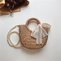 Uniqlo New Fashion version Straw bag ins female internet celebrity cross-body single shoulder beach vacation bag woven small fresh portable large capacity straw bag