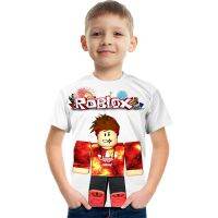 Roblox เสื้อยืดเด็กชายแฟชั่นแขนสั้นเด็กอะนิเมะชื่นชอบด้านบนฤดูร้อนเด็กสบายเสื้อผ้า