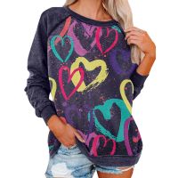 ◕☃✌ 2023 new raglan sleeve European and American 3D printing casual long-sleeved pullover loose-fitting autumn and winter round neck sweater