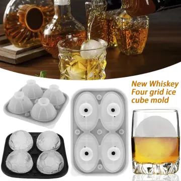 Large Ice Ball Molds Reusable 4 Grids Ice Cube Tray with Lid