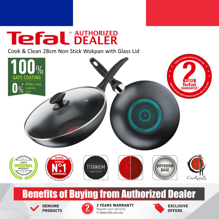 TEFAL B22572 COOK&CLEAN Wokpan with lid 28 cm B2257295