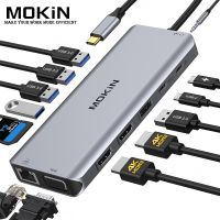 MOKiN USB-C Hub Docking Station for MacBook Air/Pro  iPad M1/M2  Thunderbolt Laptop - Features HDMI 4K  DP  100W PD  SD/TF  RJ45 USB Hubs