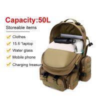 50L Tactical Backpack Mens Military Backpack 4 in 1 Molle Sport Bag Waterproof Outdoor Sport Hiking Camping Travel 3D Rucksack