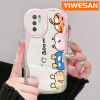 YIWESAN เคสสำหรับ Xiaomi POCO M3 Pro 4G M3 Pro 5G Redmi Note 10 5G Note 10T Note 10 Pro Max เคสการ์ตูนล้อเลียนรูปสัตว์น่ารักเคสโทรศัพท์โปร่งใสซิลิโคนหนาอัปเกรดใหม่เคสใสเนื้อครีมขอบนุ่มเพื่อการป้องกัน