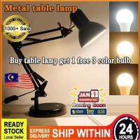 {ItalyNest shop}โคมไฟโต๊ะสำนักงานโคมไฟตั้งโต๊ะการศึกษา Lampu Meja ที่มีความยืดหยุ่นสวิงอาร์มมอเตอร์ไซค์สีดำ/สีเงิน