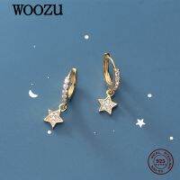 {Han ornaments}WOOZU จริง925เงินสเตอร์ลิงโรแมนติก Star Pave คริสตัล Zircon Drop ต่างหูสำหรับผู้หญิง Party ชาติพันธุ์ Rock วันเกิดเครื่องประดับ Gift