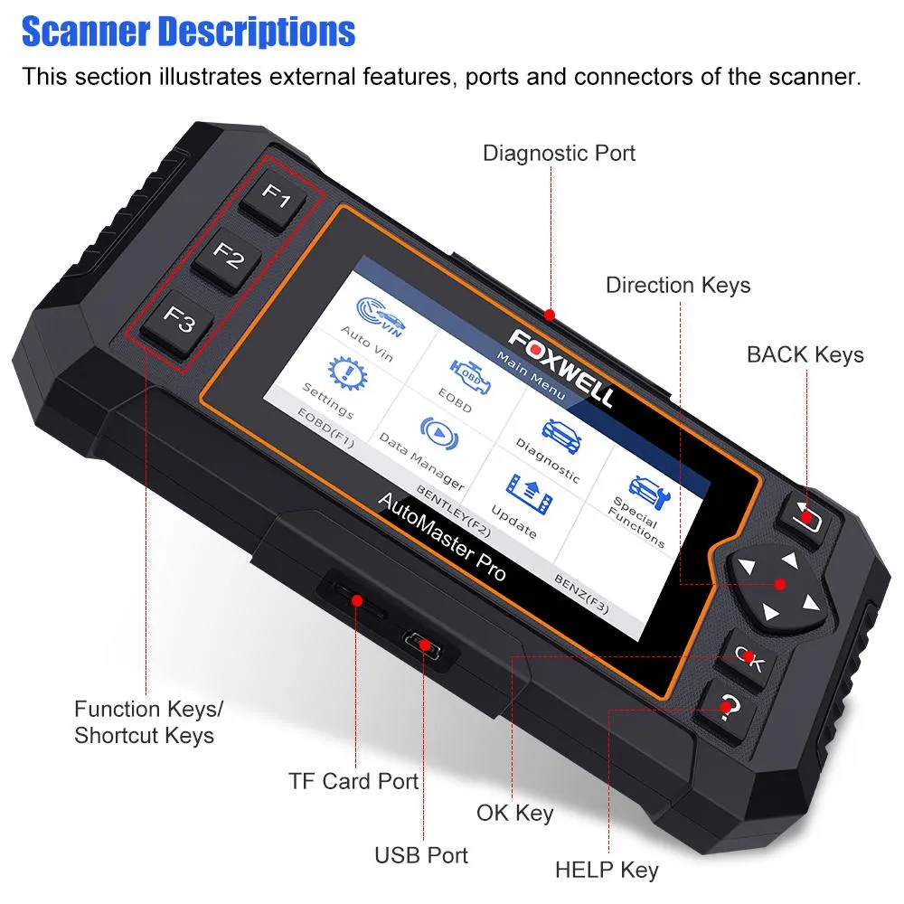 FOXWELL NT624 Elite Full System 2022 OBD2 Scanner Scan Clean Fault Codes  Reader with ABS/SRS/Oil/EPB/Throttly Reset Automotive Auto Diagnostic ODB  2/ JOBD Check Engine Gaso/Diesel Engine For All Universal Cars Scan Tool |