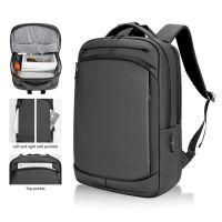 Quality PU Covered Black Gray High School Use 16.5 Inch Travel Business USB Laptop Backpack Toiletries  Cosmetics Bags