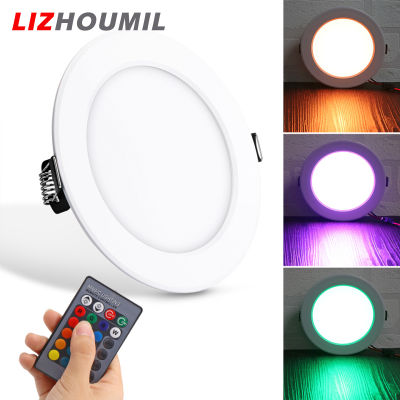 LIZHOUMIL โคมไฟเพดาน RGB 10W 85-265V เปลี่ยนสีได้7สี,โคมไฟดาวน์ไลท์ควบคุมระยะไกล