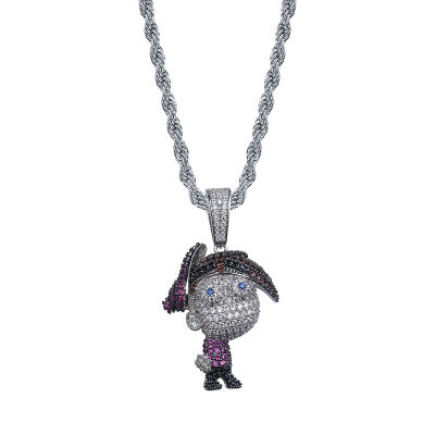 TOPGRILLZ ICEDOUT The Fairly OddParents Cartoon Character Timmy Necklace Pendant With Tennis Chain Cubic Zircon Hip Hop Jewelry