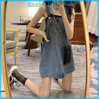 [KP Elegant]?? ชุดเดรสผู้หญิงฤดูร้อนผ้ายีนส์สบายๆหลวมๆเสื้อผู้หญิงแข็งปรับได้กางเกงสไตล์เกาหลี All-Match แฟชั่นเก๋ๆเดรสมินิ