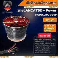 สายแลนLAN CAT6 พร้อมACสายไฟ ยาว 305 เมตร สีดำ ยี่ห้อApollo ALP 306P สายแลนเคเบิ้ลแบบติดตั้งภายใน/ภายนอก