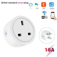 Tuya wifi smart socket 16A with power metering AI voice mobile phone remote control English standard plug  UK smart plug Ratchets Sockets