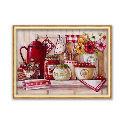 Flower Vase DIY 11CT Cross Stitch Embroidery Kits Needlework Craft Set Cotton Thread Printed Canvas Home Decoration Wholesale Needlework